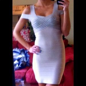 Cocktail Dress - Blush colored off-the-shoulder